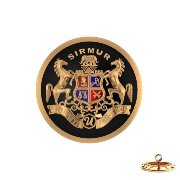 Royal Buttons for Bandhgala - Sirmur State - Encrusted Crest - Black Enamel