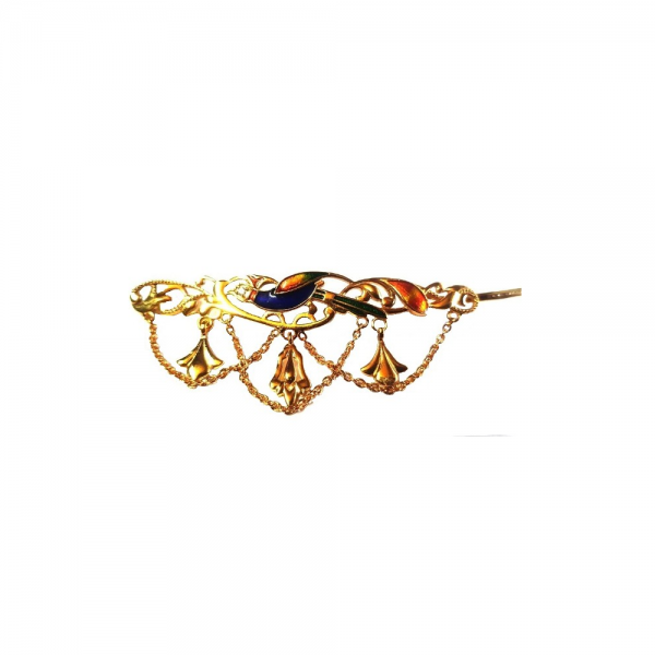 Royal Peacock Hair Pin - Moissanite Diamond and Enamel