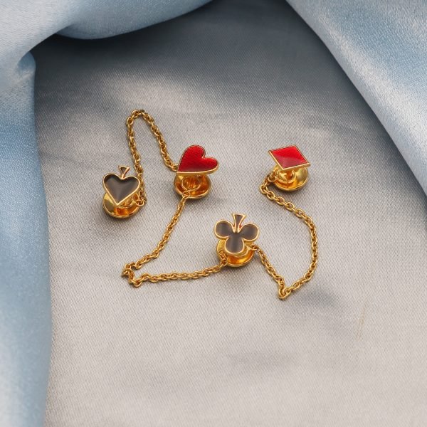 Designer Kurta Buttons - Playing Cards Symbols - Gold Plated
