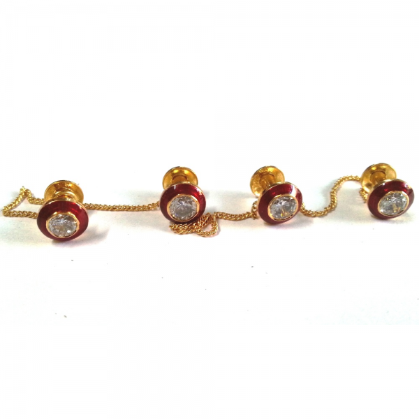 Designer Kurta Buttons - Swarovskis and Enamel - .925 Silver