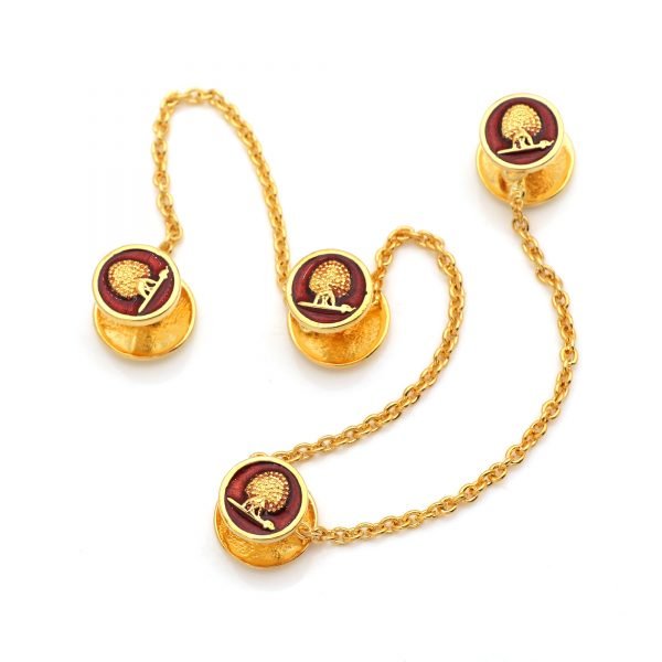 Mayo Kurta Buttons - Mayoor - Gold Plated - Maroon Enamel