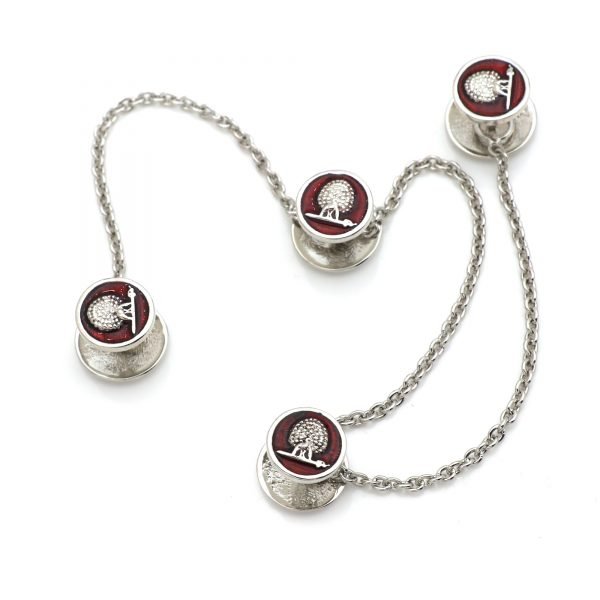 Mayo Kurta Buttons - Mayoor - Silver Plated - Maroon Enamel