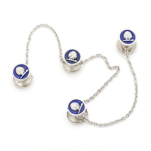 Mayo Kurta Buttons - Mayoor - Silver Plated - Blue Enamel