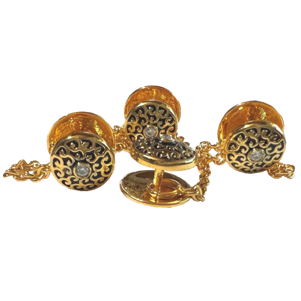 Mughal Jaali Kurta Buttons with Blue Enamel - Gold Plated