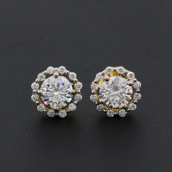 2 ctw. Moissanite Diamond Designer Halo Earrings
