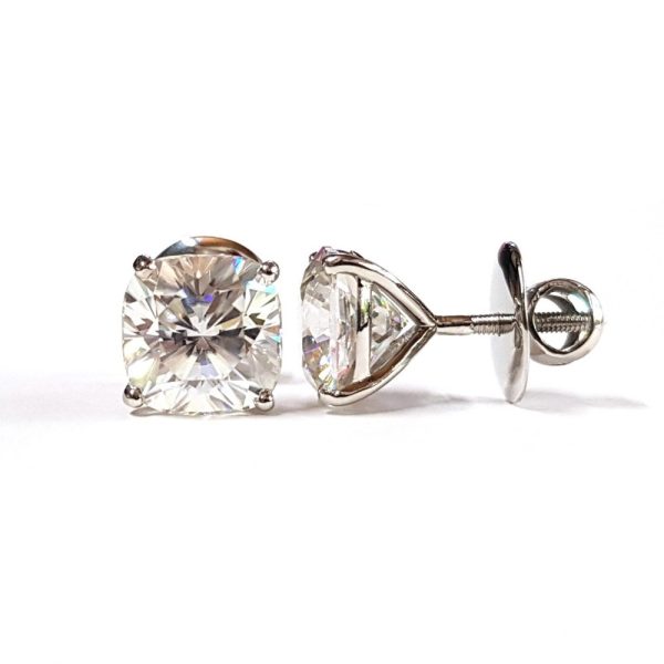 7 ctw. Cushion Shape Moissanite Diamond Studs