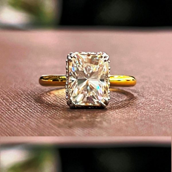 2.8 carat Radiant Cut Solitaire Lab Grown Diamond Ring