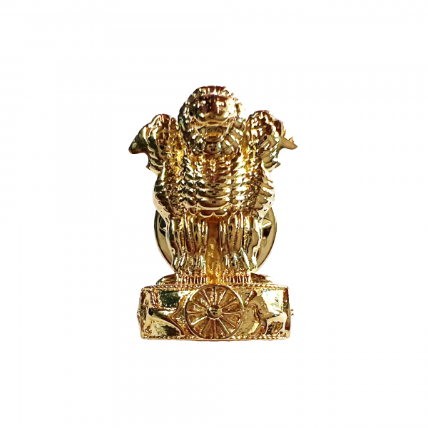 Ashok Stambh Lapel Pin - Silver - Gold Plated