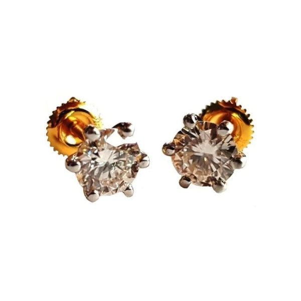 Six Prong Round Lab Grown Diamond Solitaire Studs