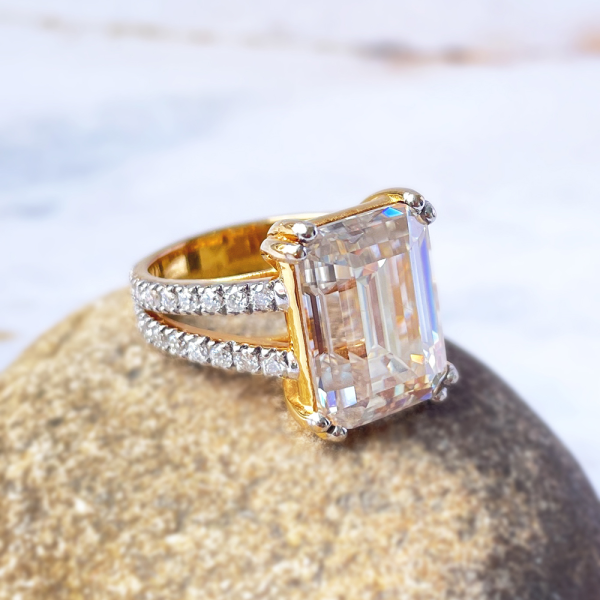 9.5 ctw. Emerald Cut Designer Lab Grown Diamond Ring