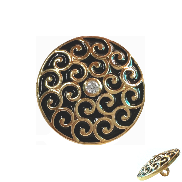 .925 Silver Encrusted Motif on Sherwani Buttons in Black Enamel