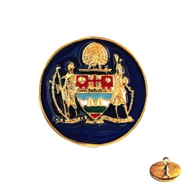 Mayo College Coat of Arms Buttons in Silver – Royal Blue Enamel