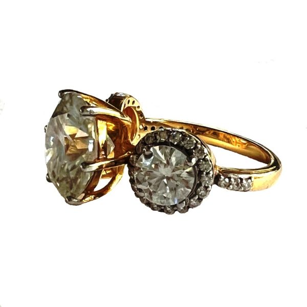 7 ctw. Stylish Three Stone Ring in Round Moissanite Diamonds