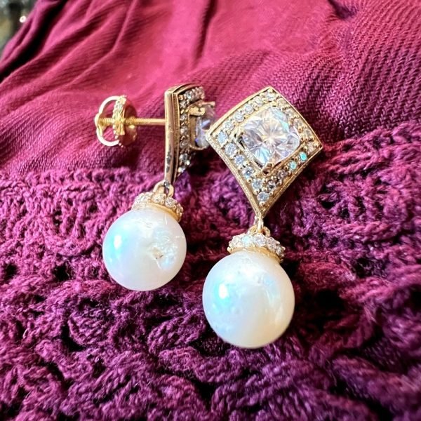 Designer Moissanite Diamond Studs - Cushion and Rounds