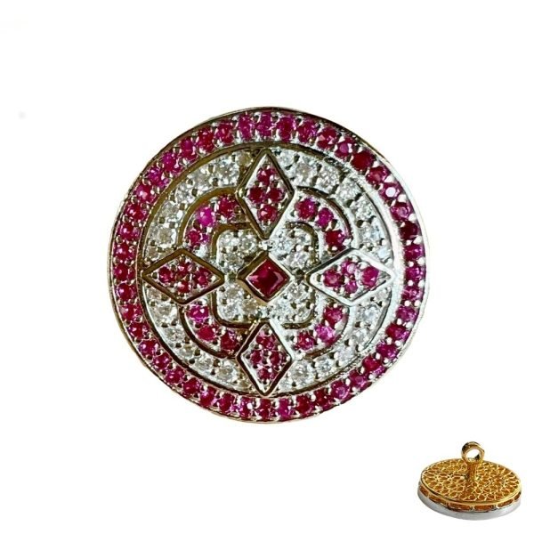 Designer Two Tone Ruby & Diamond Bandhgala Buttons