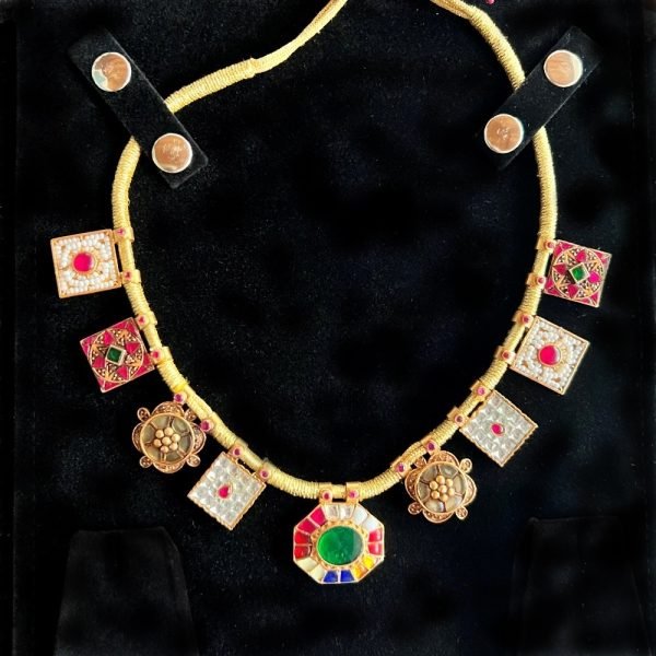 Designer Tribal Necklace in Gold Plated Silver