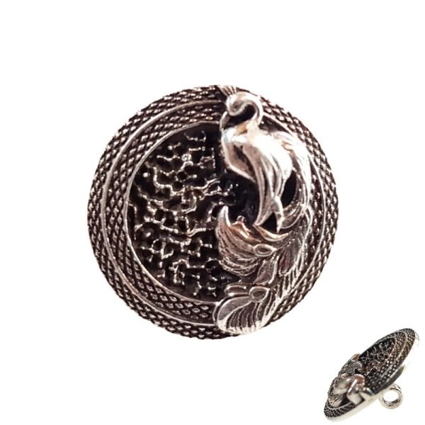 Antique Peacock Bandhgala Buttons in Oxidized Silver