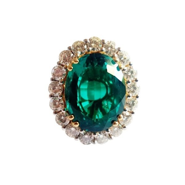Dream Ring - Created Emerald and Moissanite Diamonds