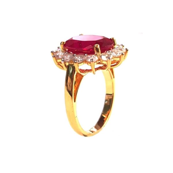 Designer Cocktail Ring - Created Ruby & Moissanite Diamonds