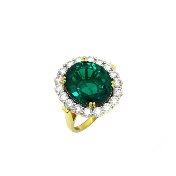 Designer Cocktail Ring - Created Emerald & Lab Grown Diamonds