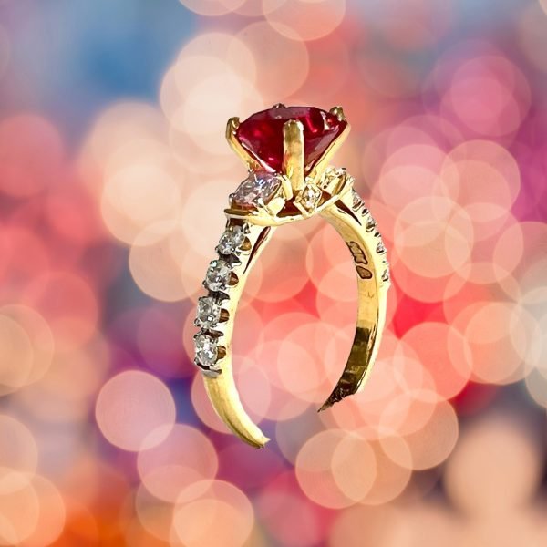 Created Ruby and Moissanite Diamond Ring