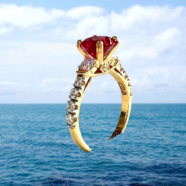 Created Ruby and Lab Grown Diamond Ring