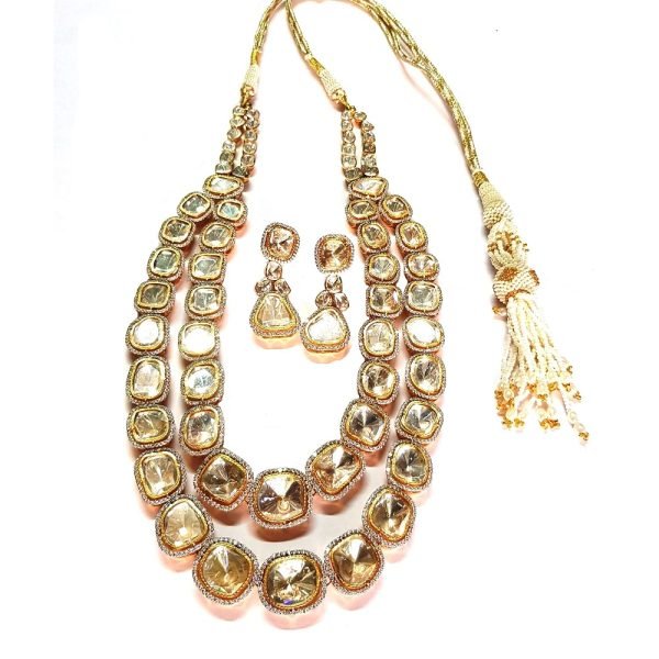 80 ctw. Two Line Moissanite Diamond Polki Fusion Necklace