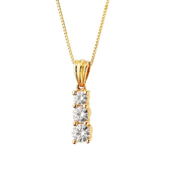 3 Stone Lab Grown Diamond Pendant
