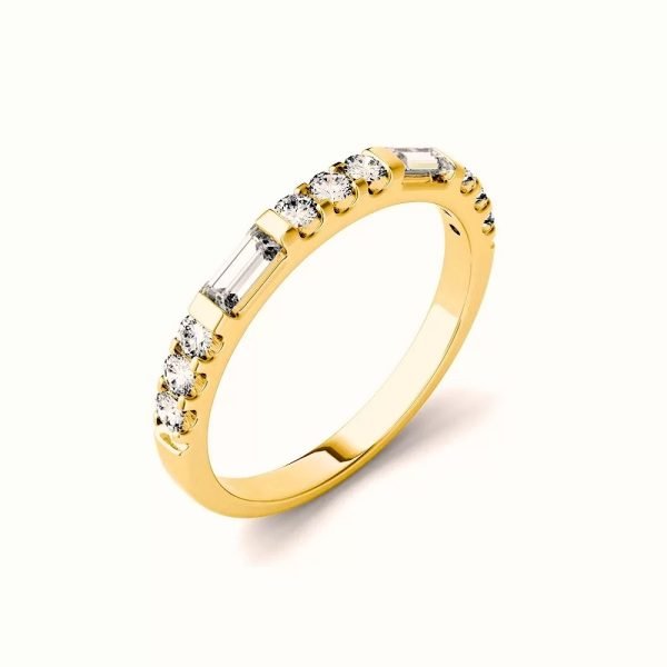 2 Baguettes 9 Rounds Lab Grown Diamond Stackable Ring