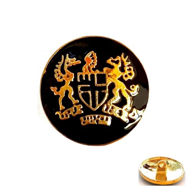 Digital Design English Lion Blazer Buttons in Black Enamel