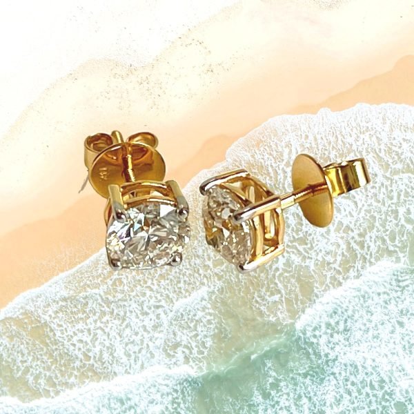 4ct Round Classic Moissanite Diamond Solitaire Studs