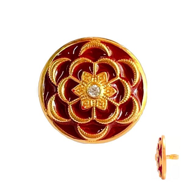 .925 Silver Encrusted Motif Sherwani Buttons in Burgundy Enamel