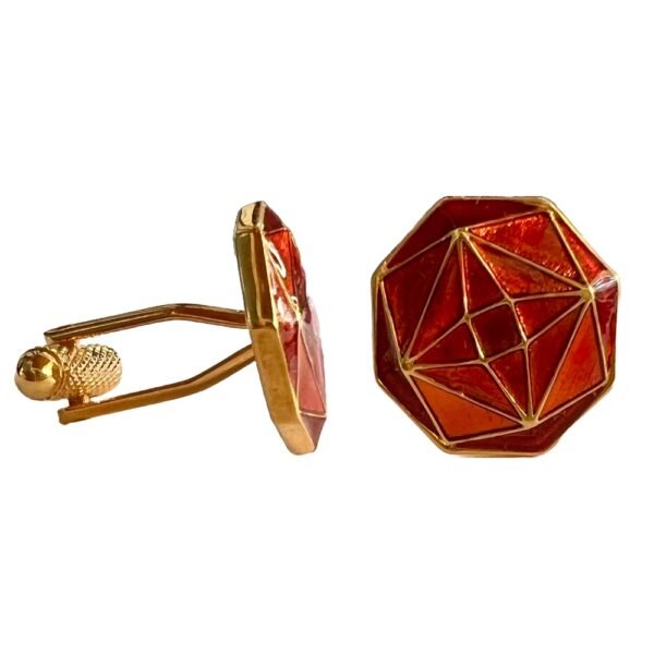 Ruby Prism Cufflinks in Rich Red Enamel