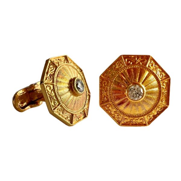 Regal Octagon Golden Cufflinks