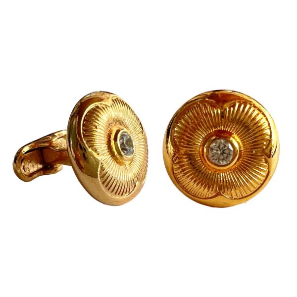 Regal Gold Floral Cufflinks with Swarovski Accents