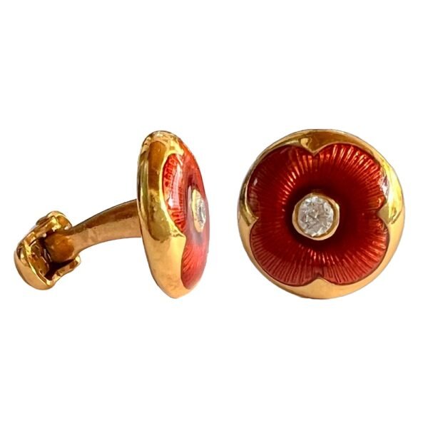 Crimson Bloom Cufflinks With Red Enamel