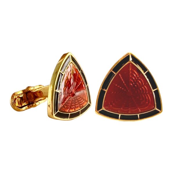 Royal Rich Red Enamel Trigon Cufflinks