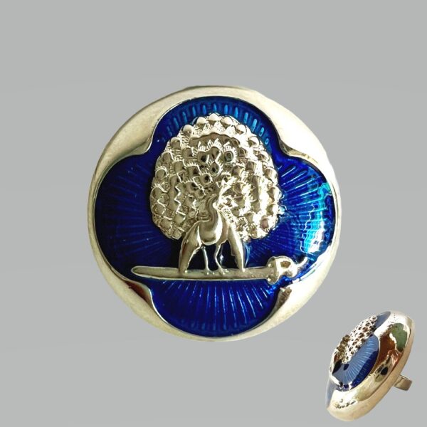 Regal Blue & White Gold Mayoor Bandhgala Buttons