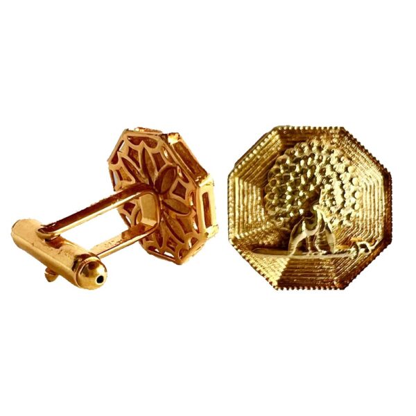Octagonal Mayoor Crest Cufflinks - Golden
