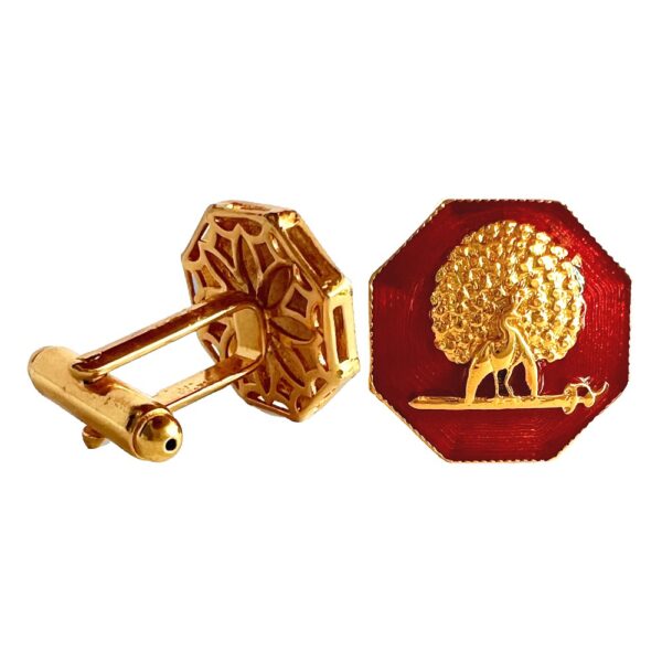 Octagonal Mayoor Crest Cufflinks - Maroon