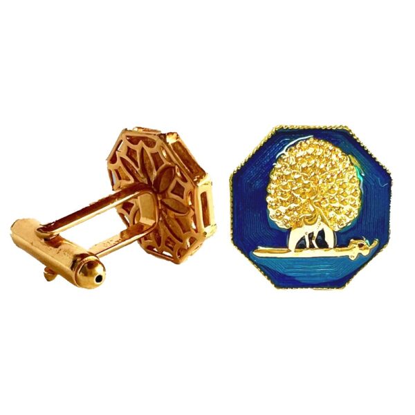 Octagonal Mayoor Crest Cufflinks - Royal Blue