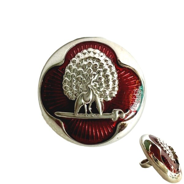 Regal Maroon & Silver Mayoor Bandhgala Buttons