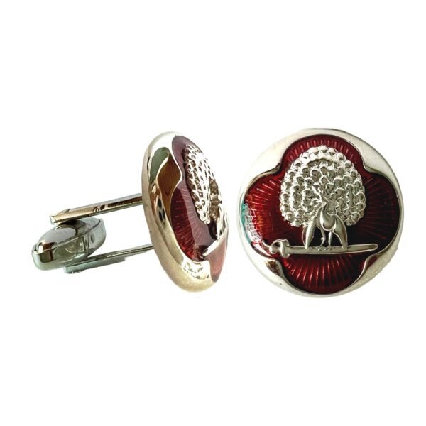Regal Maroon & Silver Gold Mayoor Cufflinks