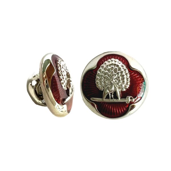 Regal Maroon & Silver Mayoor Lapel Pin