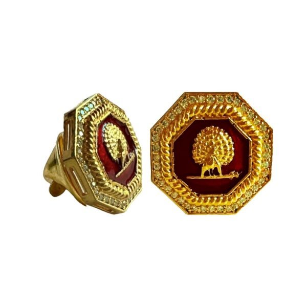 Mayo Octagon Gems Studded Mayoor Lapel Pin - Burgundy