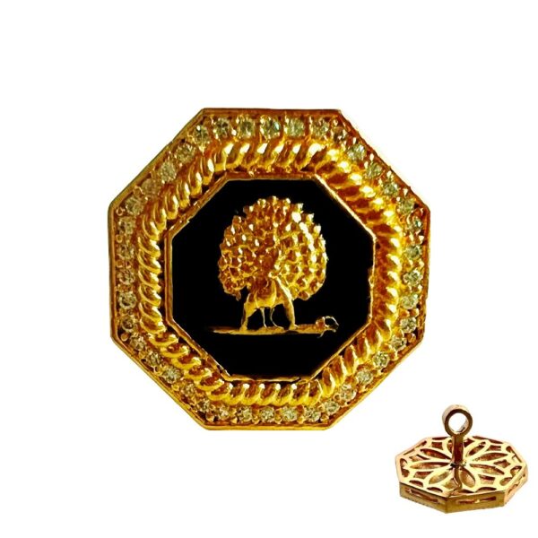 Mayo Octagon Gems Studded Mayoor Bandhgala Buttons - Black