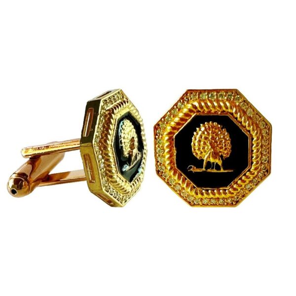 Mayo Octagon Gems Studded Mayoor Cufflinks - Black