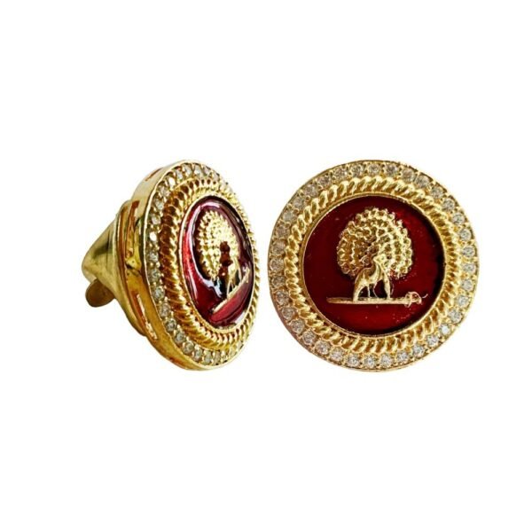 Mayo Gems Studded Mayoor Lapel Pin - Burgundy