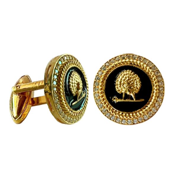 Mayo Gems Studded Mayoor Cufflinks - Black