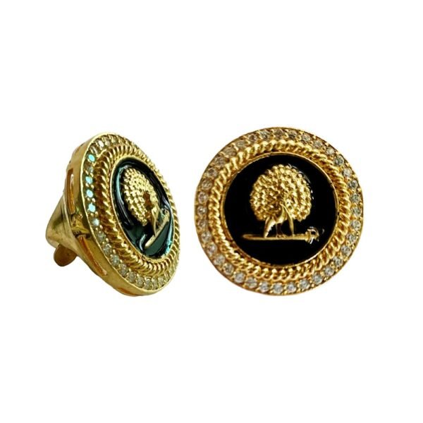 Mayo Gems Studded Mayoor Lapel Pin - Black